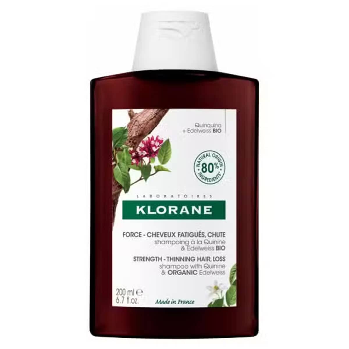 Klorane Natural Strengthening Shampoo With Quinine And Organise Edelweiss 200Ml