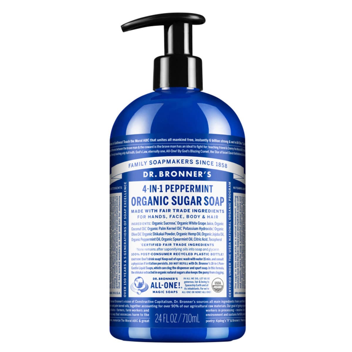 Dr Bronner's Organic Sugar Soap Peppermint 710ml