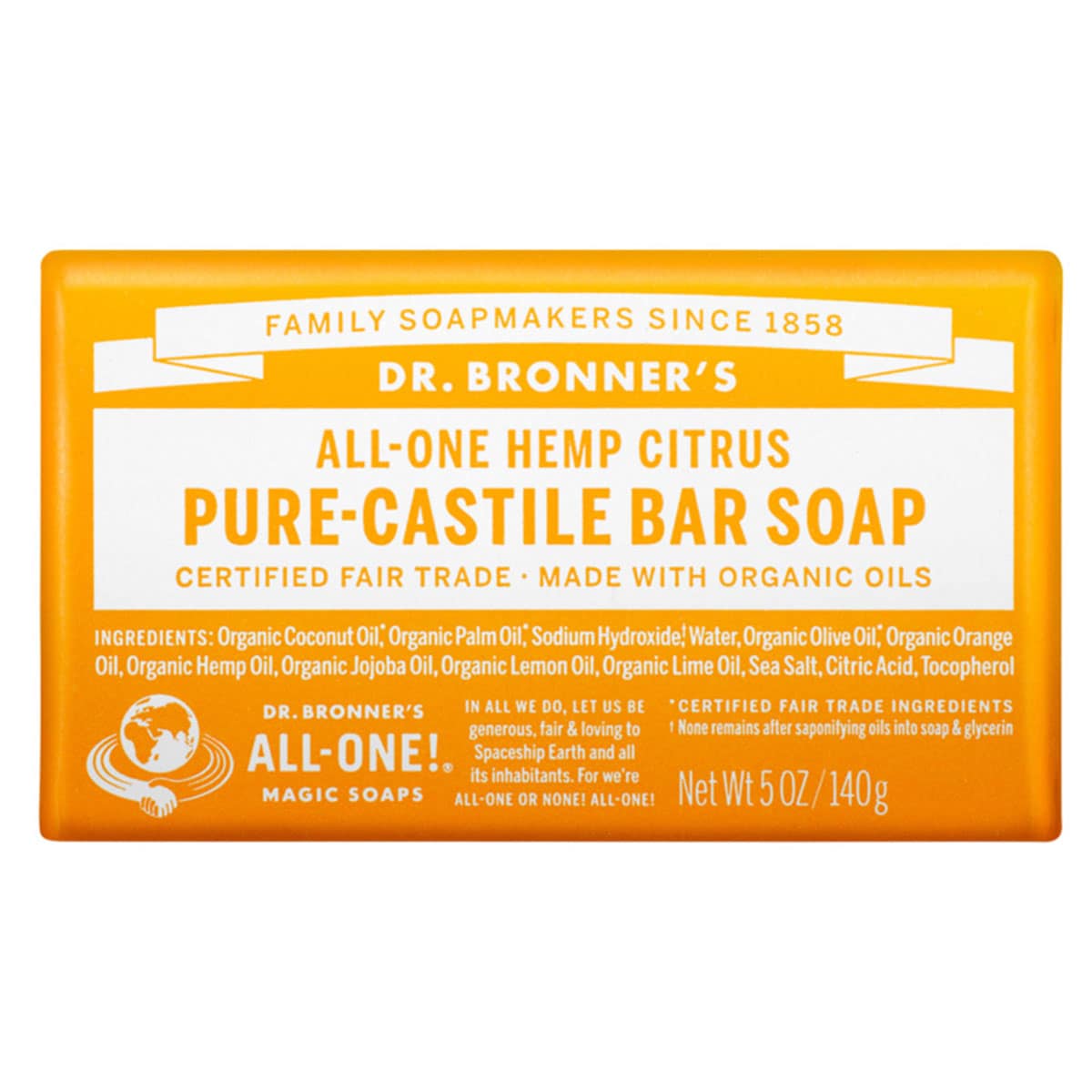 Dr Bronner's Pure Castile Bar Soap Citrus 140g