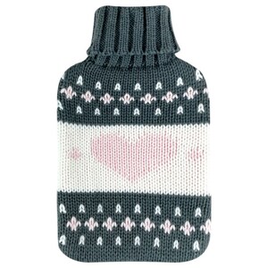 Hot Spot Knit Hot Water Bottle Set Heart 2 Litres
