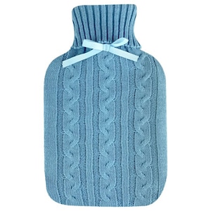 Hot Spot Knit Hot Water Bottle Set Blue 2 Litres