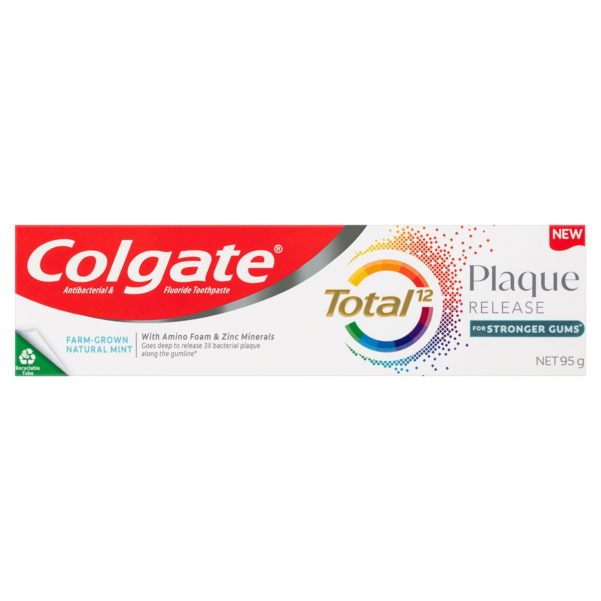 Colgate Total Plaque Release Toothpaste Farm-Grown Natural Mint 95g