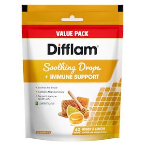 Difflam Soothing Drops + Immune Support Honey & Lemon 42 Pack