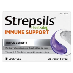 Strepsils Herbal Immune Support Elderberry Echinacea 16 Lozenges