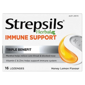 Strepsils Herbal Immune Support Honey Lemon 16 Lozenges