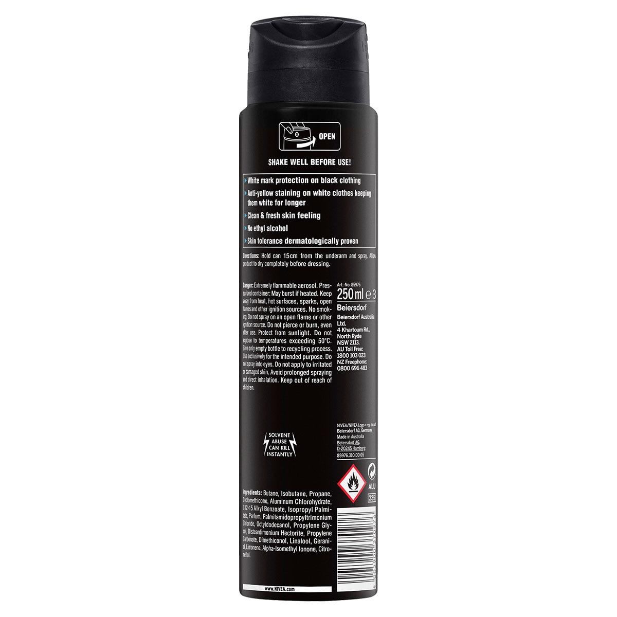 Nivea for Men Invisible Black & White Anti-Perspirant Deodarant Spray Fresh 250ml