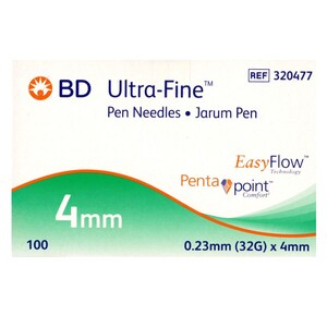 BD Ultra Fine Pen Needle 32g x 4mm 100 Pack