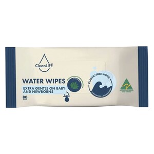 Cleanlife Extra Gentle Plastic Free Water Wipes for Baby & Newborns 80 Pack