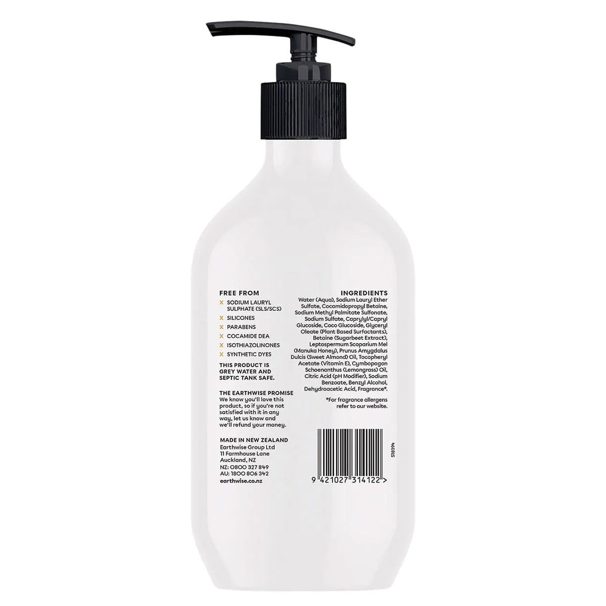 Earthwise Nourish Hand Wash Refill Lemongrass & Manuka Honey 900ml