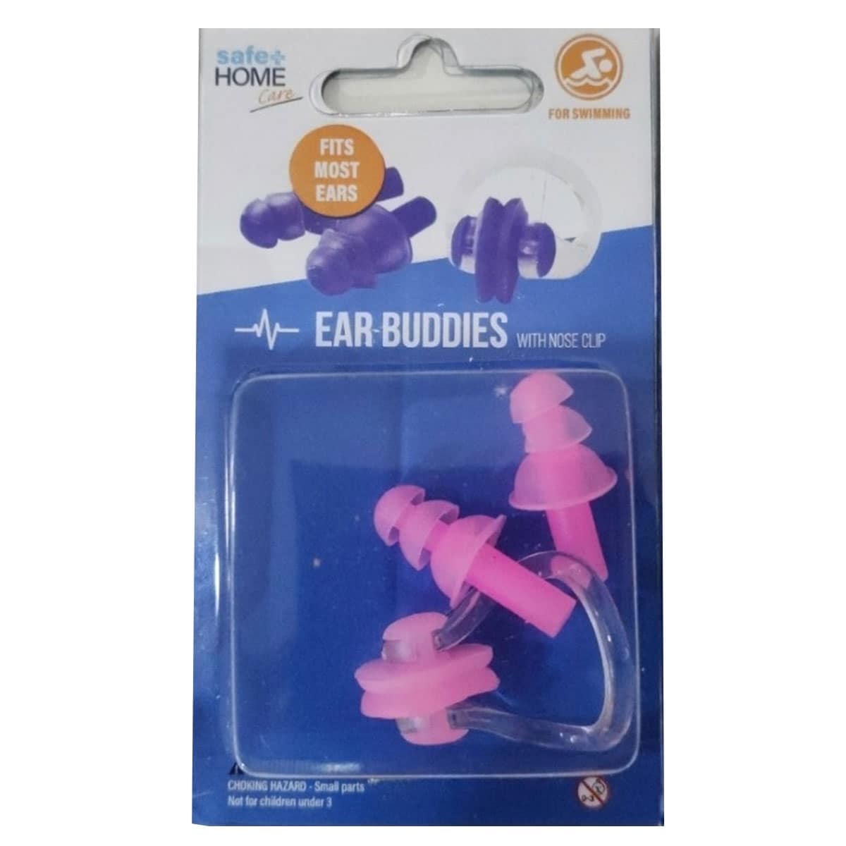 Safe Home Care Silicone Ear Buddies with Nose Clip Assorted Colour 1 Pack