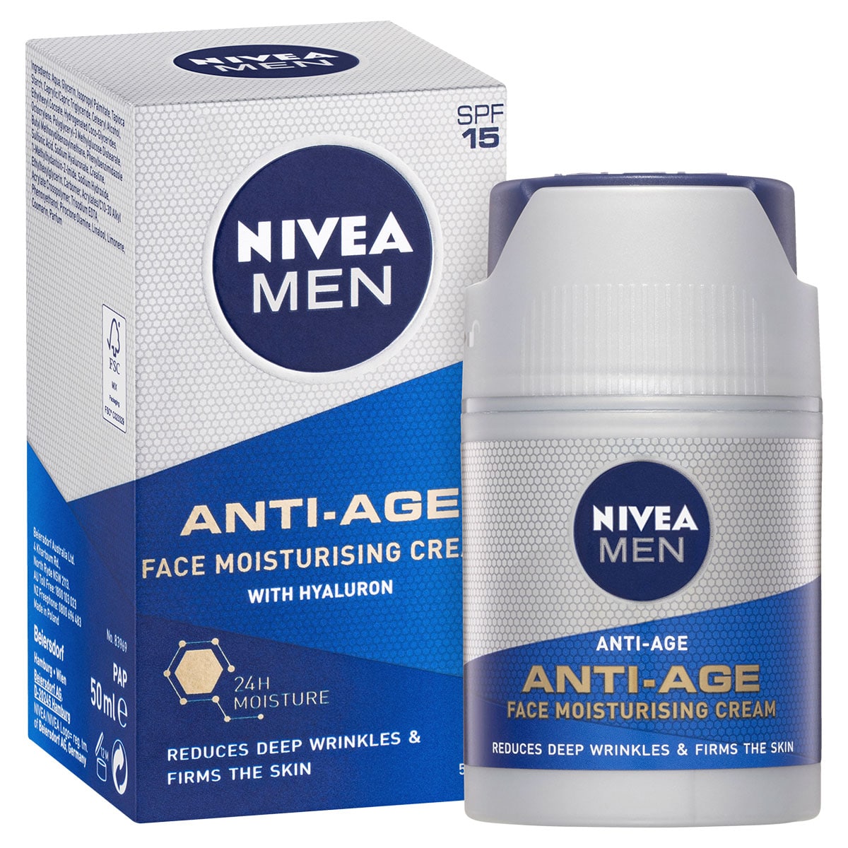 Nivea for Men Anti-Age Hyaluron Face Moisturising Cream SPF15 50ml