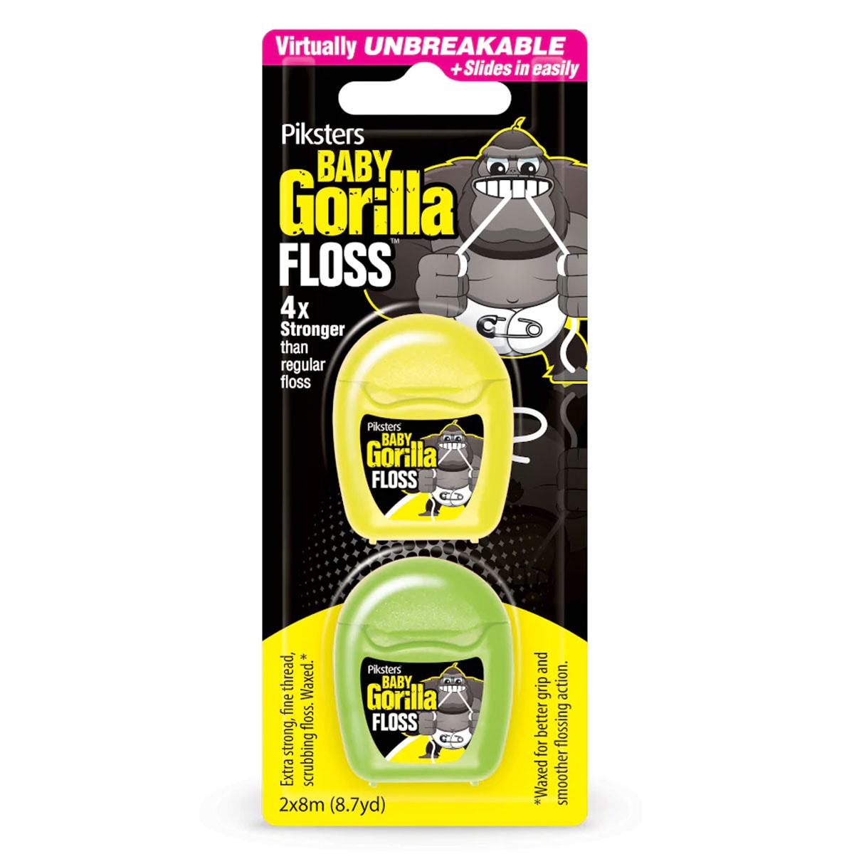 Piksters Gorilla Floss Baby Fluoro Assorted Colour 8m x 2 Pack