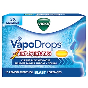 Vicks VapoDrops + Cough Xtra Strong Lemon Menthol Blast 16 Lozenges