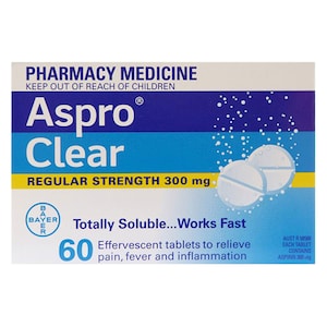 Aspro Clear Regular Strength Pain Relief 60 Soluble Tablets