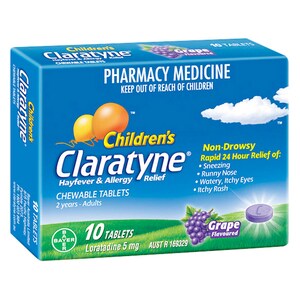 Claratyne Childrens Hayfever & Allergy Relief Grape 10 Chewable Tablets