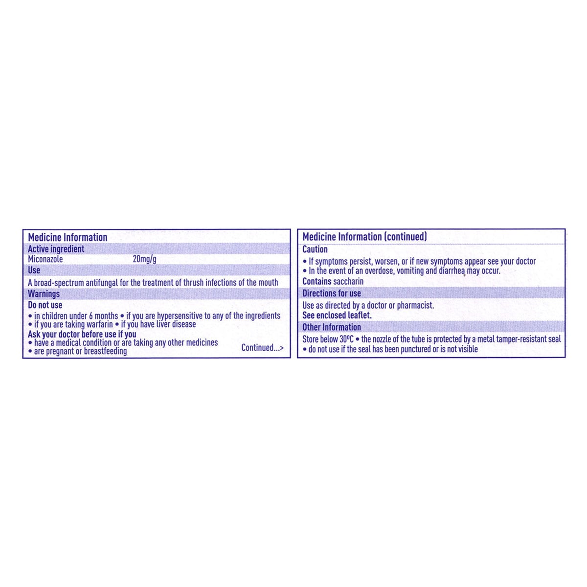 Daktarin Miconazole (2%) Oral Gel 15g