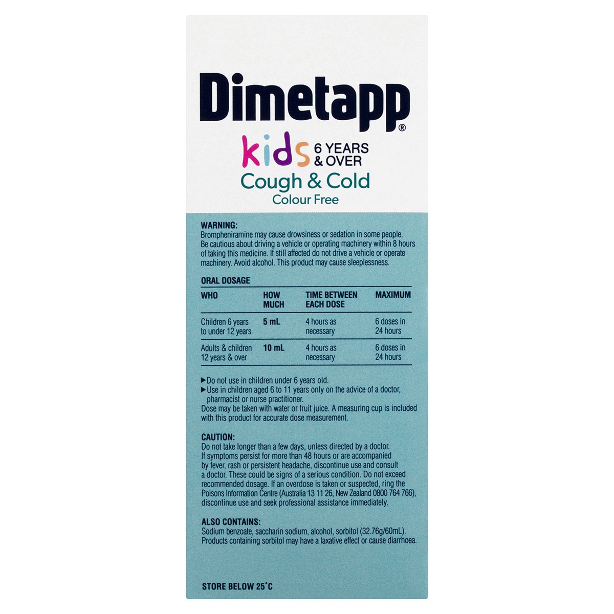 Dimetapp Kids 6+ Years Cough & Cold Colour Free 200ml