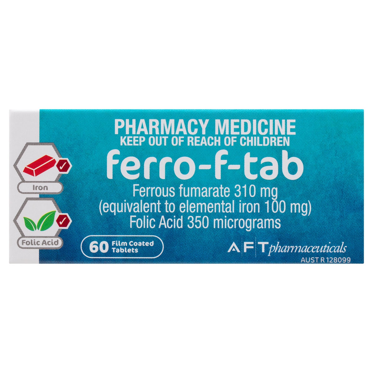 Ferro-F-Tab Iron & Folic Acid 60 Tablets