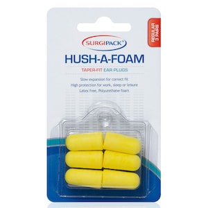 Surgipack Hush A Foam Easy-Fit Ear Plugs Regular 3 Pairs