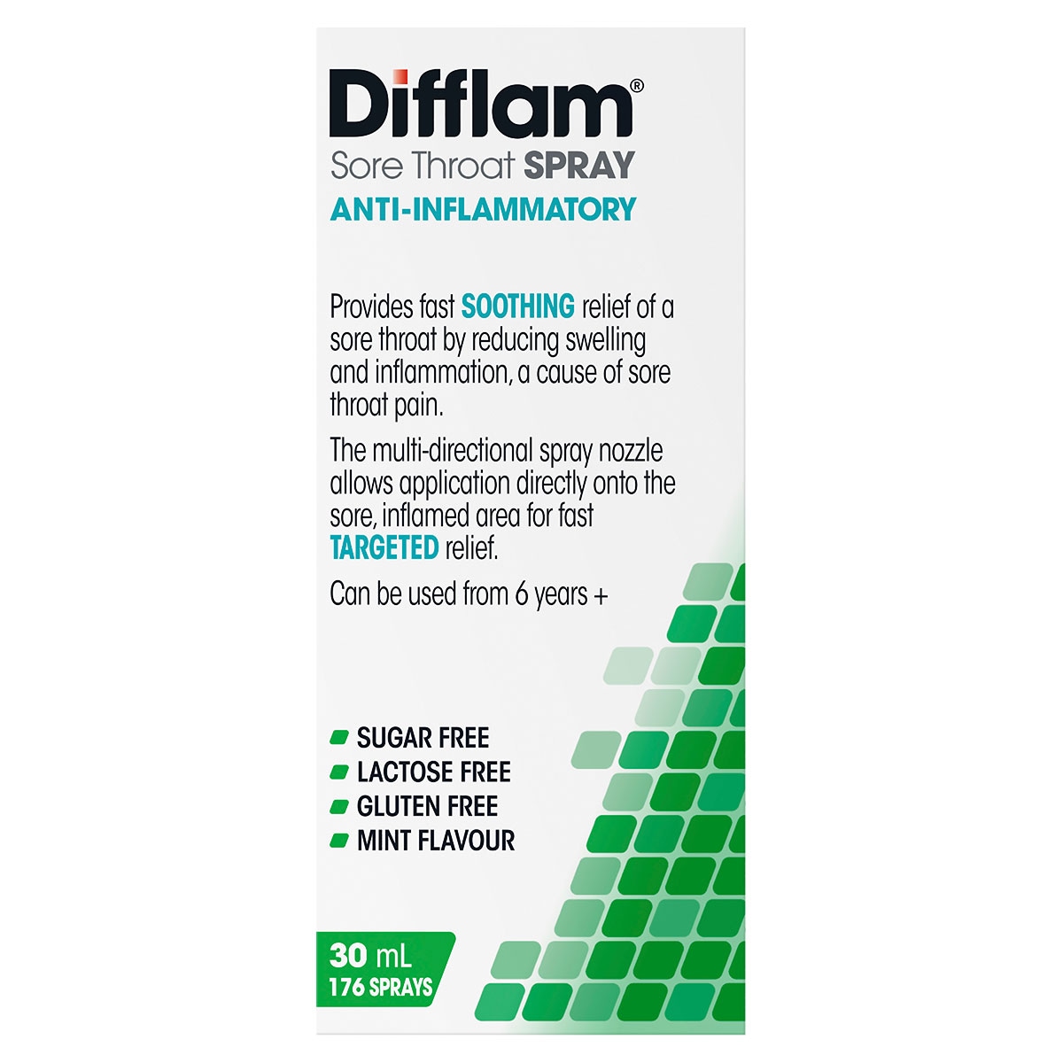Difflam Sore Throat Spray Fast Pain Relief Fresh Mint 30ml