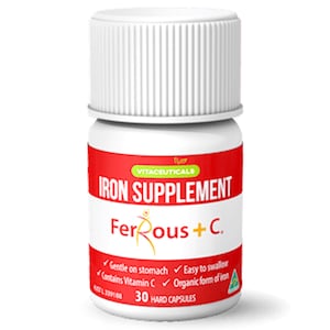 Vitaceuticals Ferrous + C Iron Supplement 30 Hard Capsules