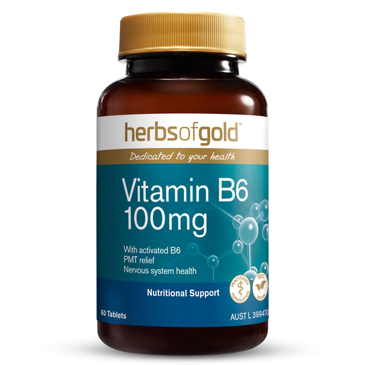 Herbs of Gold Vitamin B6 100mg 60 Tablets Australia