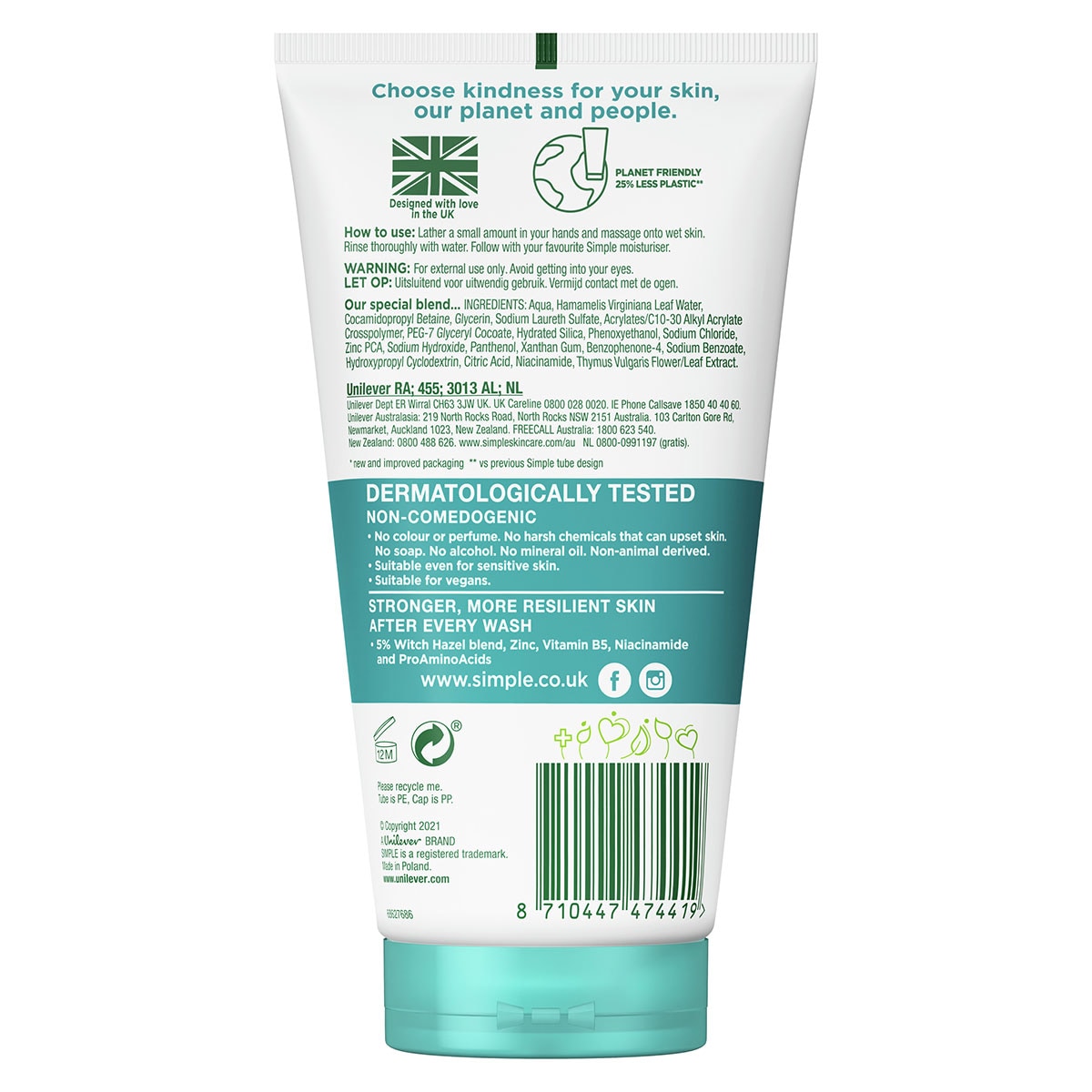 Simple Daily Skin Detox Purifying Gel Facial Wash 150ml