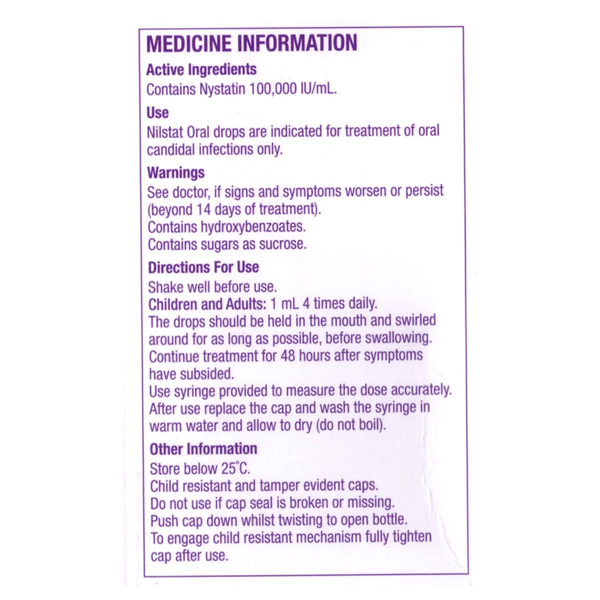 Nilstat Nystatin (100000U/ml) Oral Drops 24ml