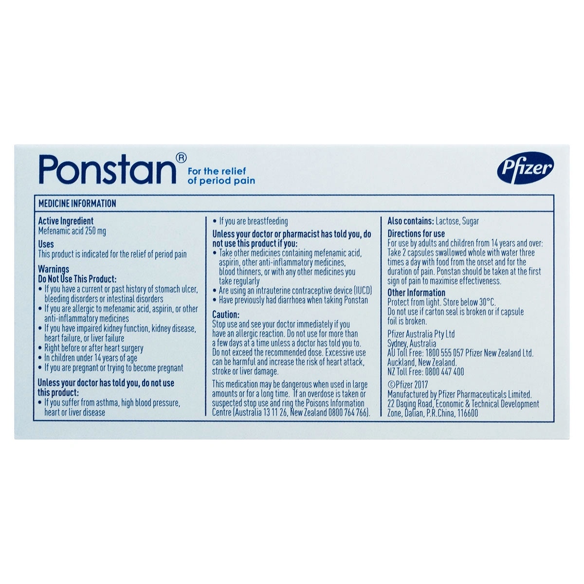 Ponstan Period Pain Relief 20 Capsules