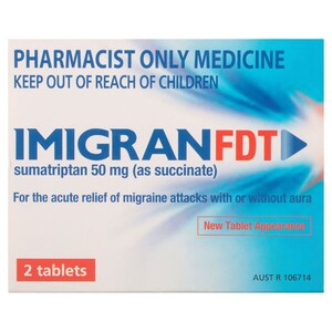 Imigran FDT Sumatriptan (50mg) 2 Fast Disintegrating Tablets