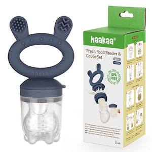 Haakaa Fresh Food Feeder & Cover Set Steel Blue