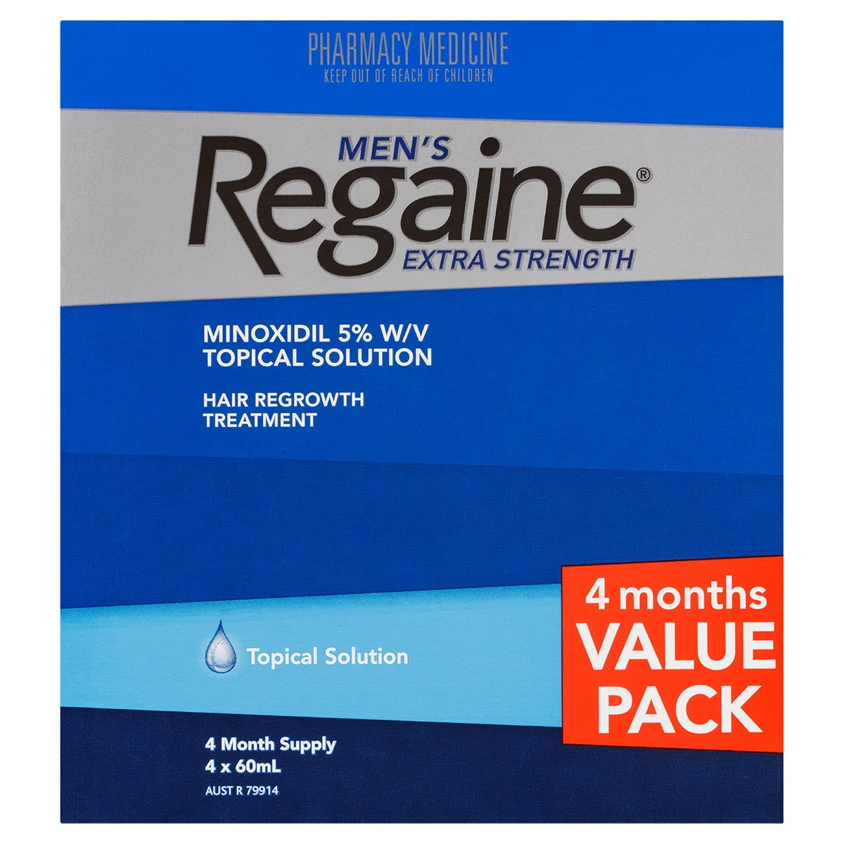 Regaine Mens Extra Strength Hair Loss Treatment 60ml x 4 Pack