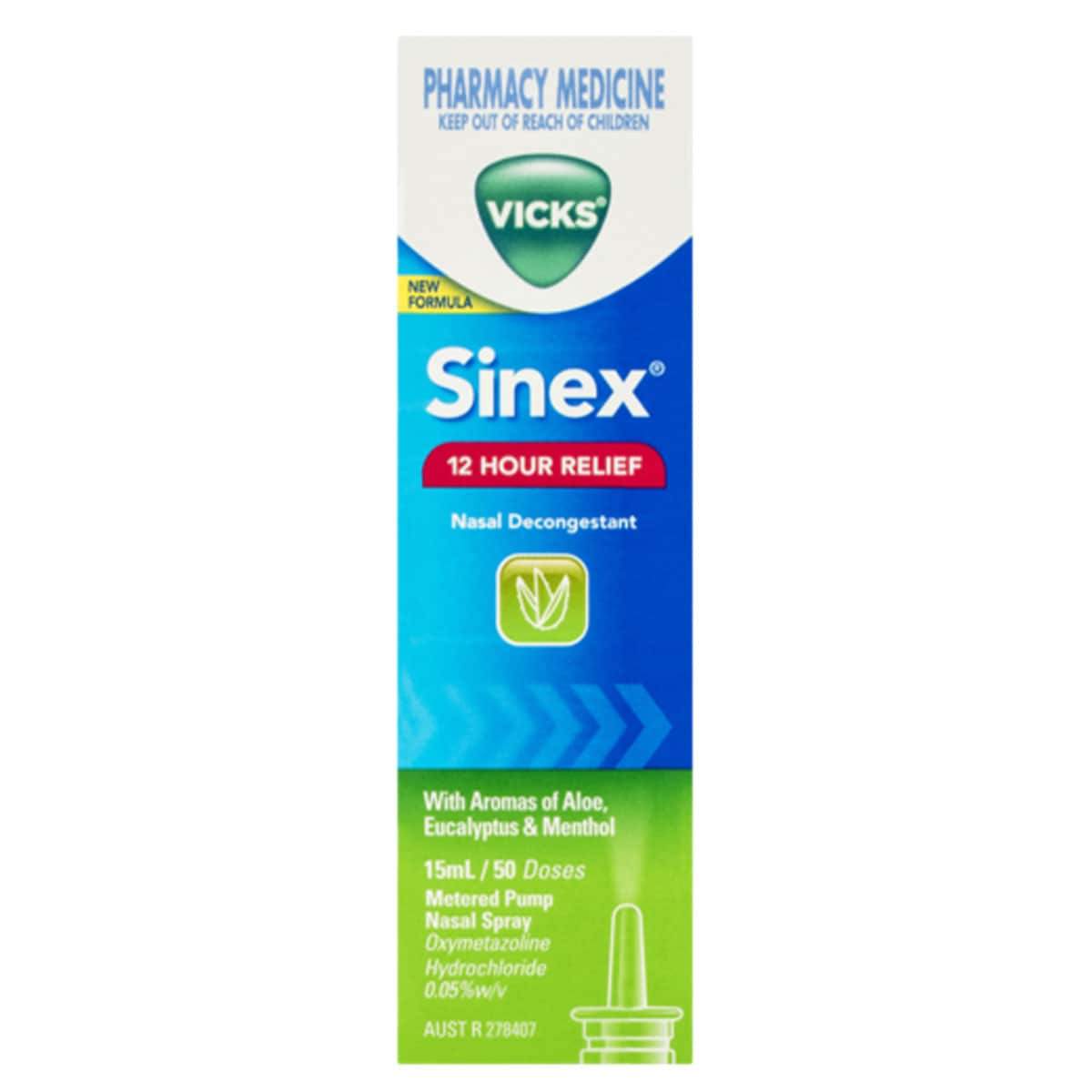 Vicks Sinex Nasal Decongestant Aloe 15ml