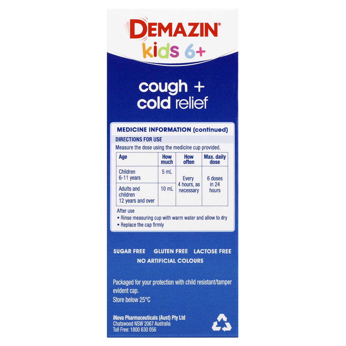 Demazin Kids 6+ Years Cough & Cold Relief Syrup Grape 200ml
