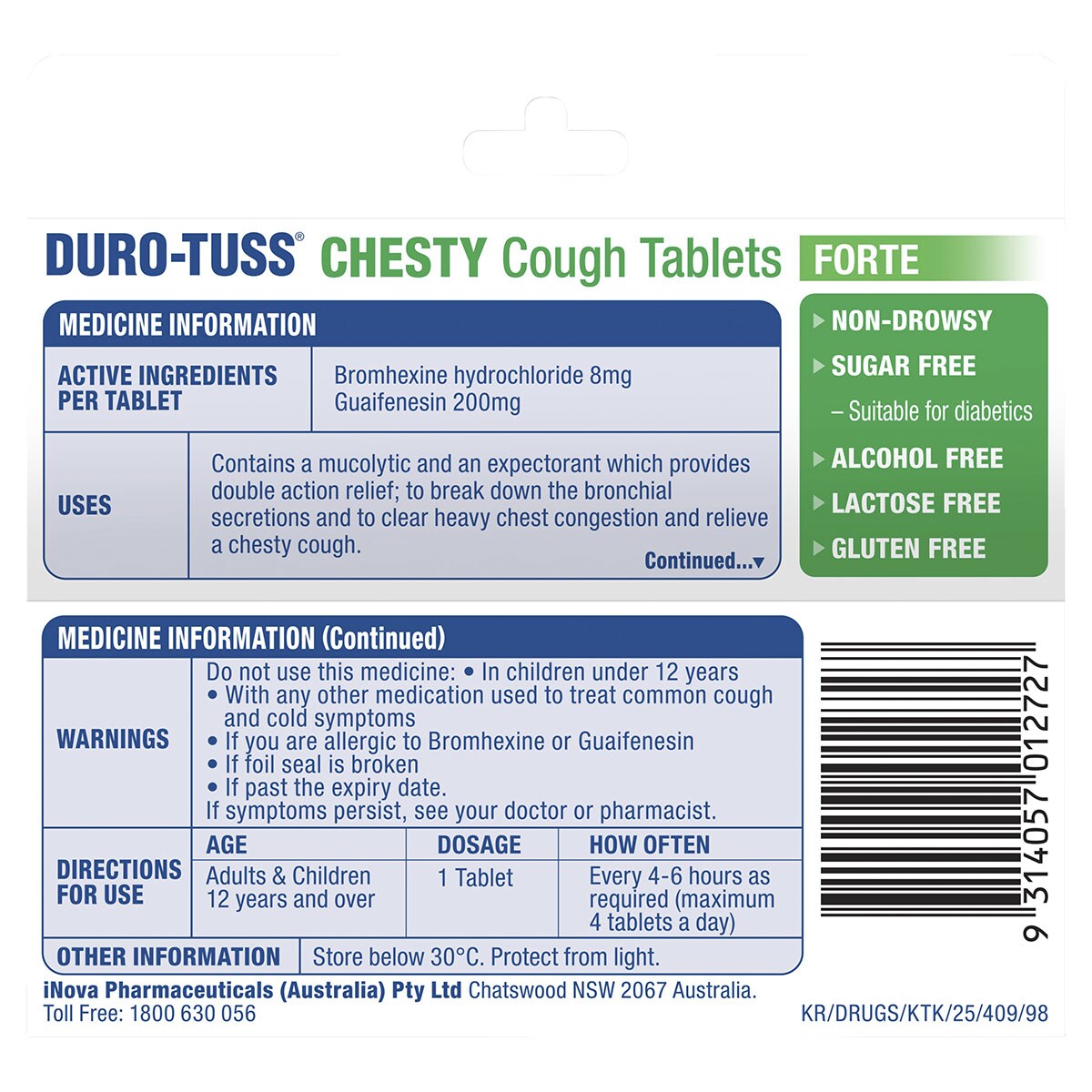 Durotuss Chesty Cough Forte 24 Tablets