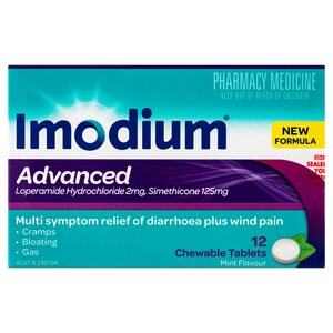 Imodium Advanced Diarrhoea & Wind Pain Relief 12 Chewable Tablets