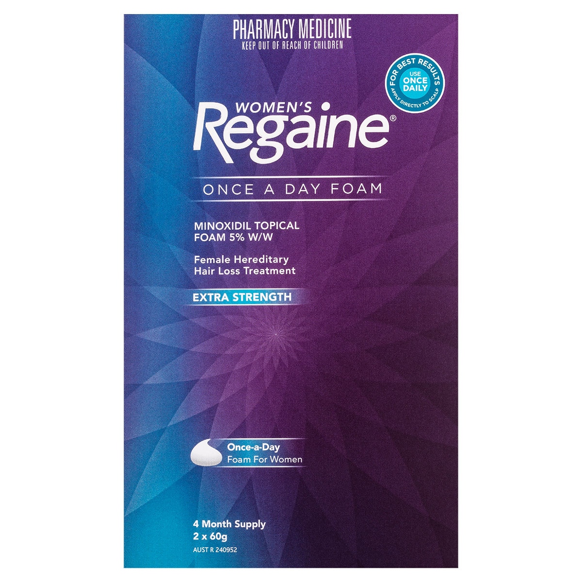 Regaine Womens Once a Day Foam Hair Loss Treatment 60g x 2 Pack