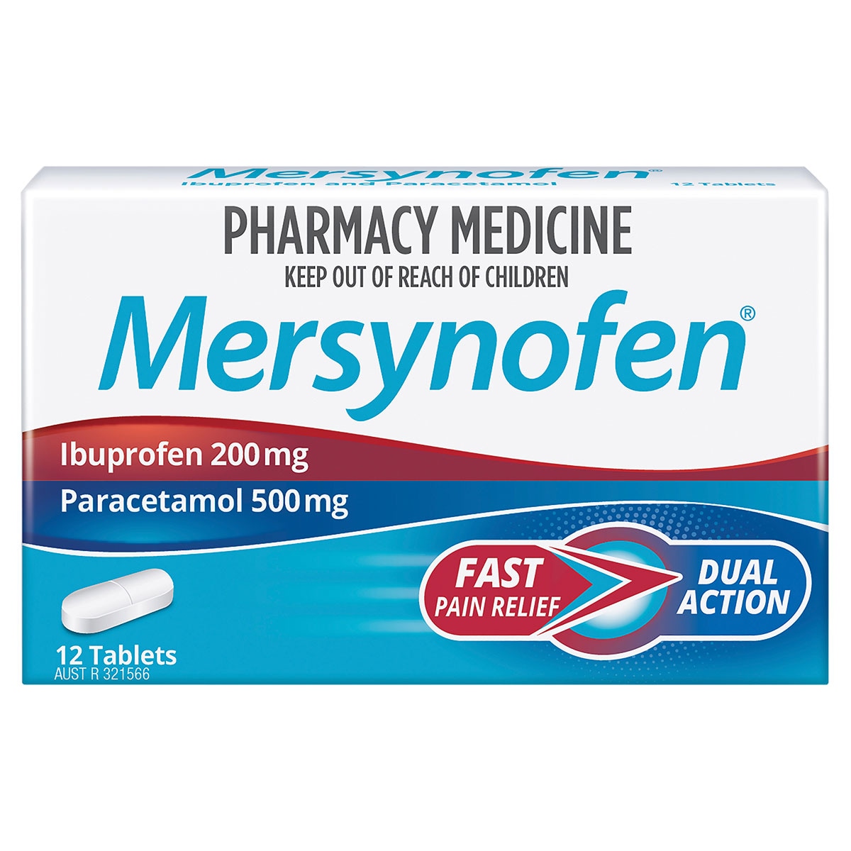Mersynofen Dual Action Fast Pain Relief 12 Tablets