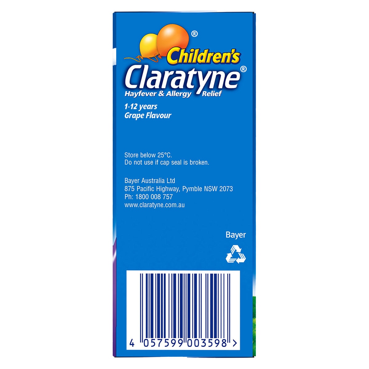 Claratyne Childrens Antihistamine Syrup Grape 60ml