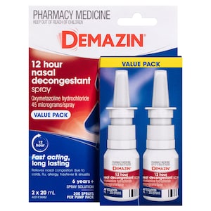 Demazin 12 Hour Relief Nasal Decongestant Spray 2 x 20ml Value Pack