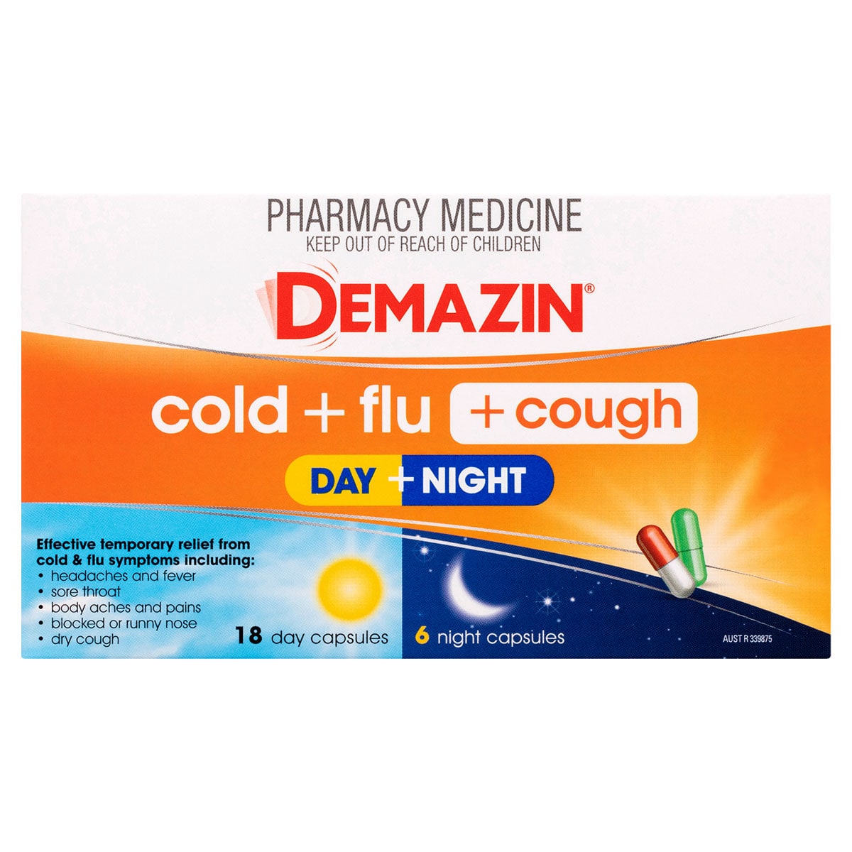 Demazin Cold & Flu + Cough Relief Day & Night 24 Capsules
