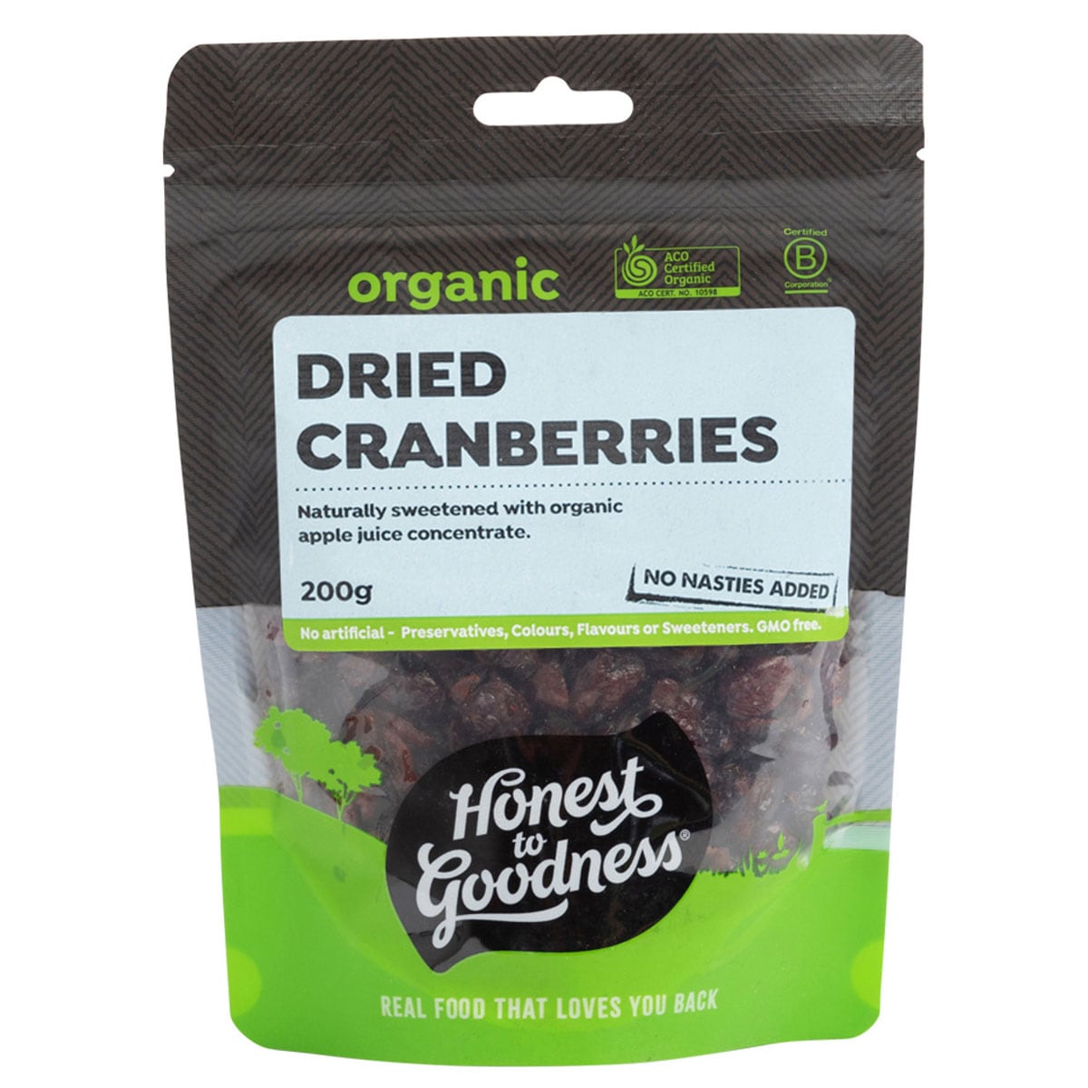 Honest to Goodness Organic Dried Cranberries 200g