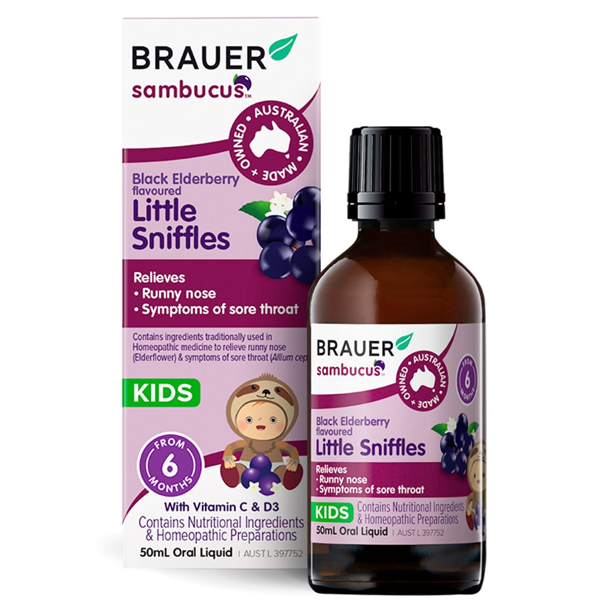 Brauer Sambucus Black Elderberry Cold & Flu Forte for Adults 200ml