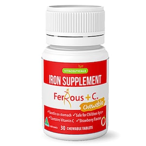 Vitaceuticals Ferrous + C Iron Supplement 30 Chewable Tablets