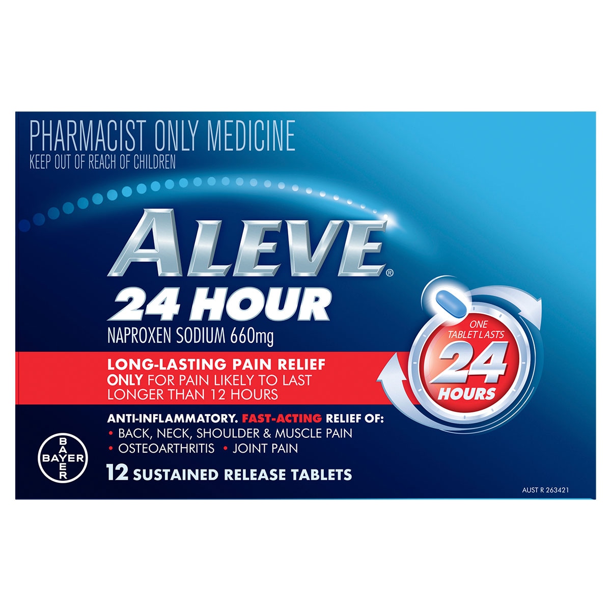 Aleve 24 Hour Naproxen (660mg) 12 Tablets