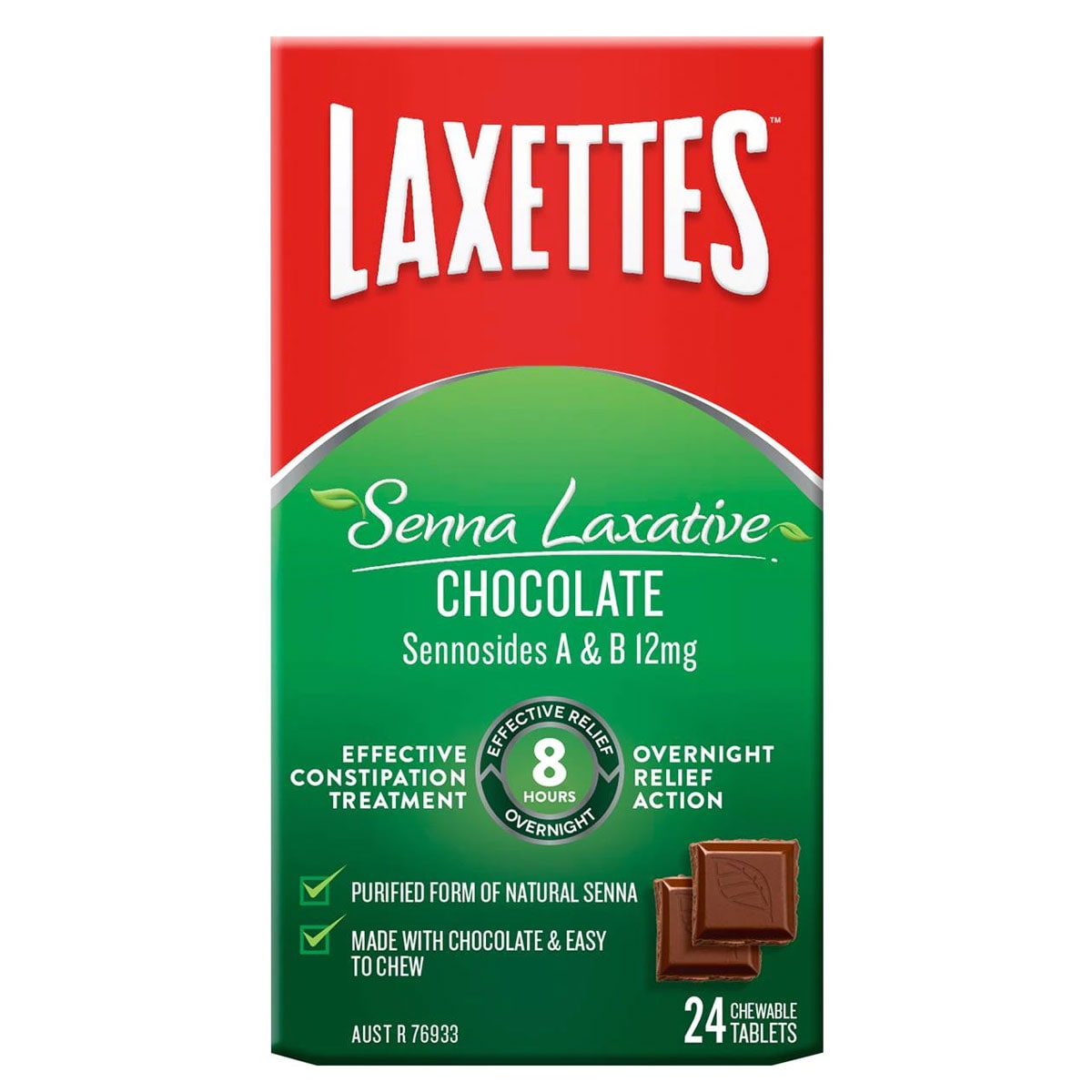 Laxettes Senna Laxative Chocolate Squares 24 Pack