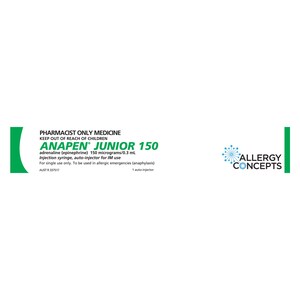 Anapen Junior Adrenaline (150mcg) Auto-Injector 1 Pre-Filled Syringe