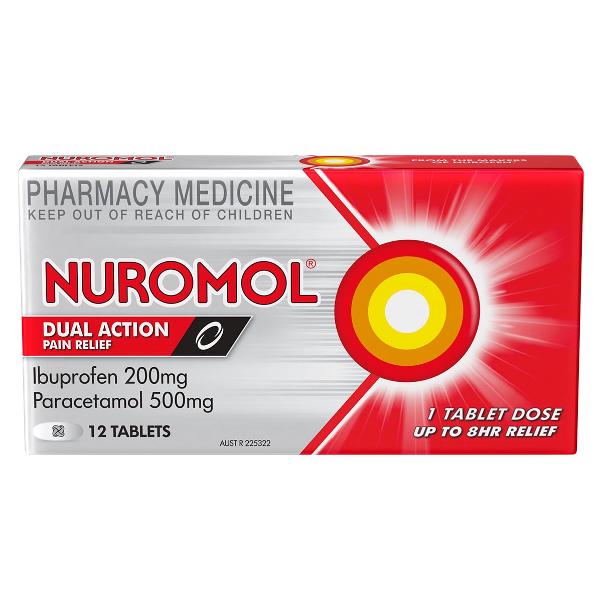 Nuromol Dual Action 8 Hour Pain Relief 12 Tablets
