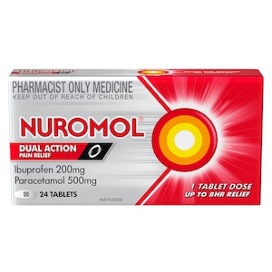 Nuromol Paracetamol (500mg) Ibuprofen (200mg) Double Action Pain Relief 24 Tablets