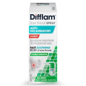 Difflam Forte Sore Throat Spray Fast Pain Relief Fresh Mint 15ml